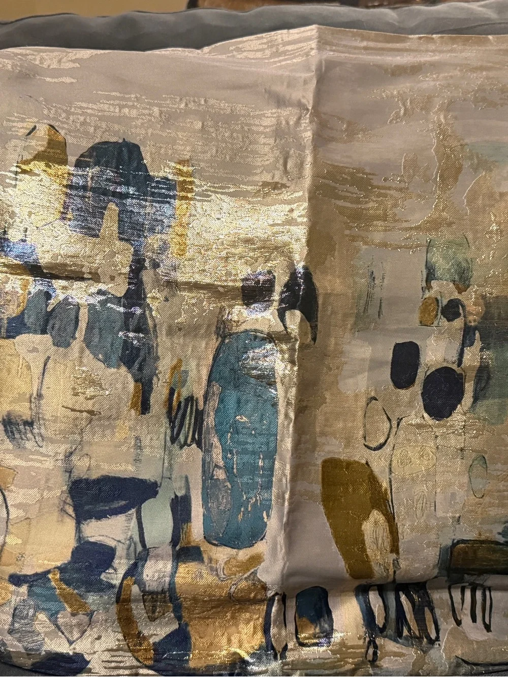 2 West Elm Abstract Decorative Pillow covers in Blue, Gold, Teal